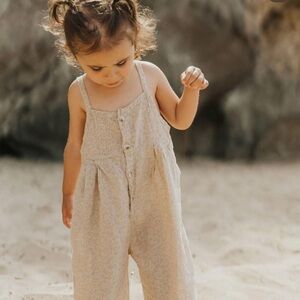 Beige Button-Up Jumpsuit